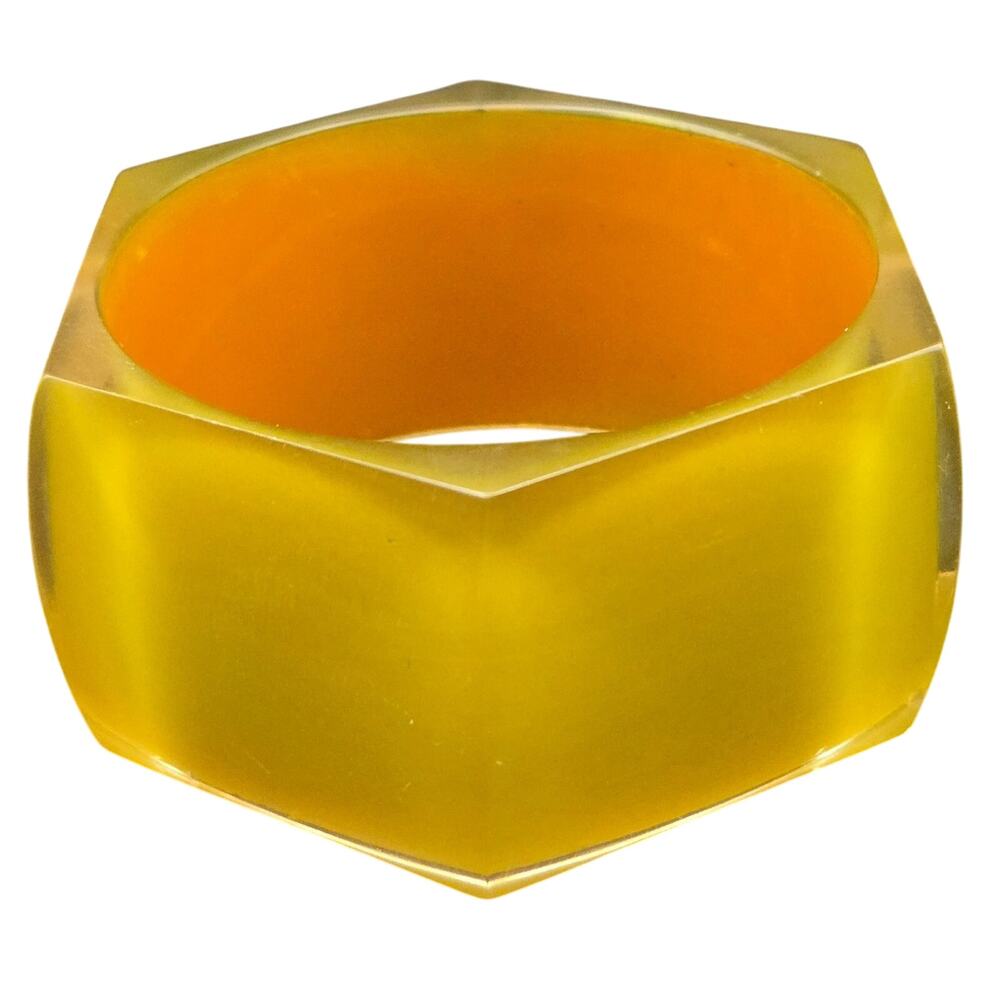 Vintage Avocado Green Octagonal Lucite Wide Bangle
